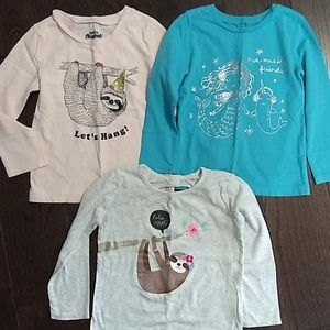 Mermaid & Sloth Shirts - Size 3T